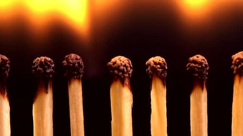Matches Igniting in a Fiery Chain Reaction
