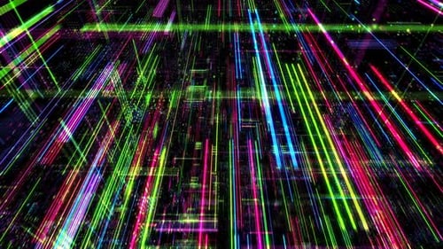 Abstract digital matrix particles grid virtual reality