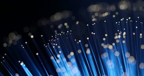 Abstract Blue Fibre Optics Lights on Black Background