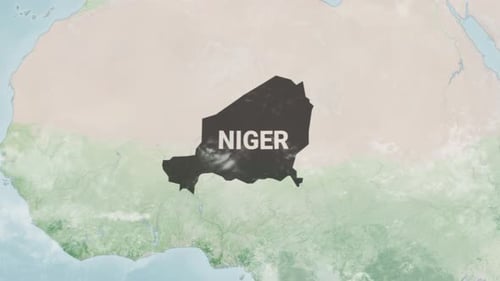 Global Map Zoom to Niger Country Highlight