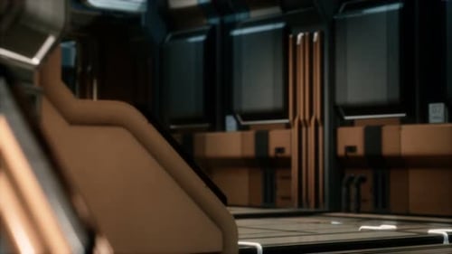 3D Rendering of Realistic Sci-fi Spaceship Corridor