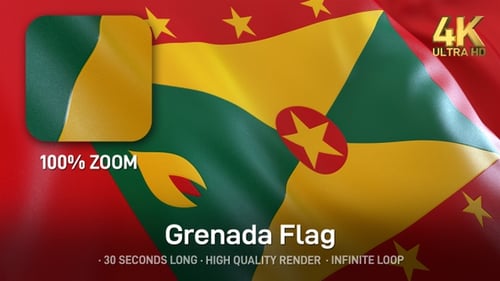 Realistic Waving Grenada National Flag 3D Animation