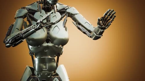 Futuristic 3D Female Robot Scanning Animation