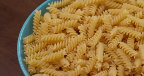 Dry uncooked fusilli close up