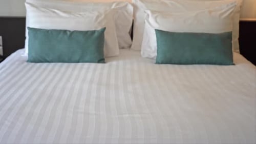 Clean Bedroom with Crisp Sheets and Pillows