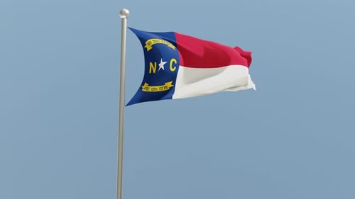 Realistic North Carolina Flag Waving in Wind with Seamless Loop