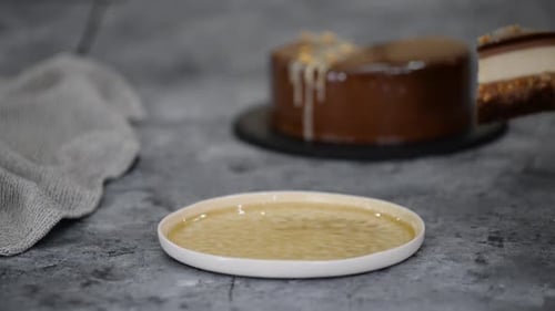 Chocolate Layer Cake Slice Placed on Plate
