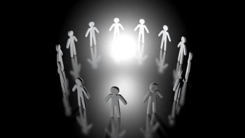 Animation of a circle of People forming a Team