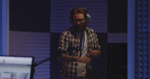 Foley Artist Working in Studio