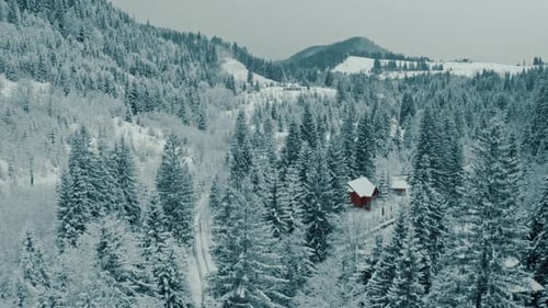 Aerial Beautiful Winter Mountain Landscape