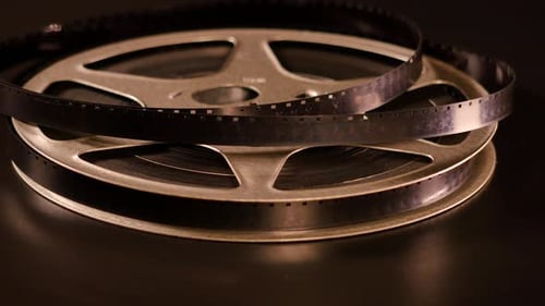 Film Reels with Unspooled Film Close Up
