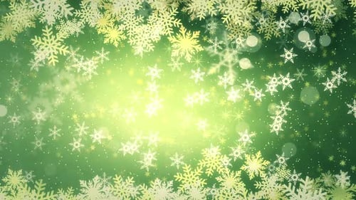 Sparkling Green Christmas Snowflakes Background Animation