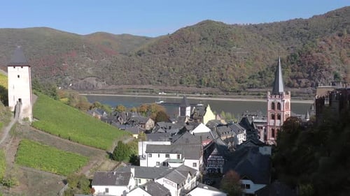 The Picturesque Town of Bacharach on the Shores of the Rhine in Germany