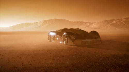 Supercar at Sunset in Desert