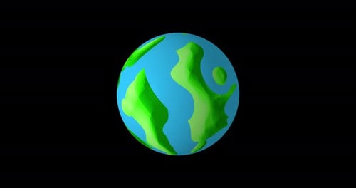 Cartoon Stylized Earth Globe Spinning Animation