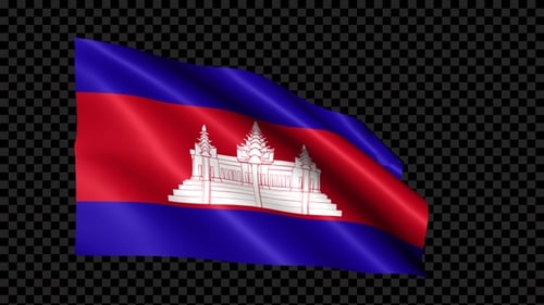 Waving Cambodia National Flag with Transparent Background
