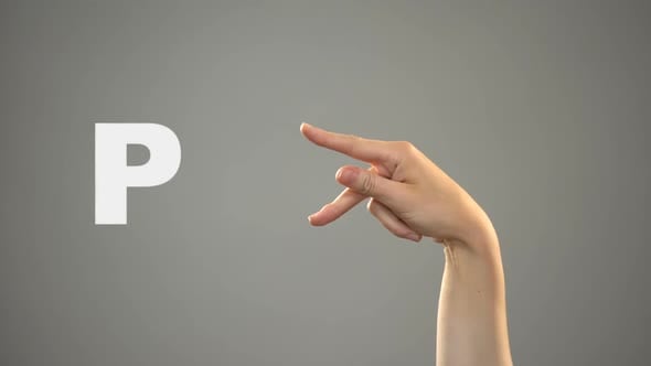 Letter P in Sign Language, Hand on Background, Communication for Deaf ...
