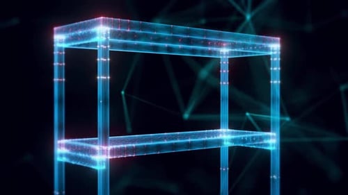 Empty Book Shelf Hologram Close Up Hd