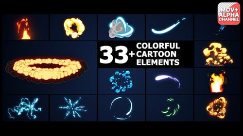 Dynamic Animated Cartoon Effects Pack with Energy and Explosions