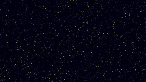 Abstract Green Particles Moving Dispersedly in Space