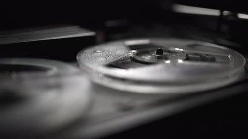 Reel to Reel Tape Recorder Spinning in Dark