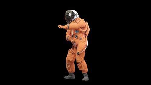 3D Animated Astronaut Dancing in Orange Space Suit