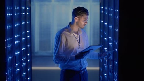 Male Server Engineer in Data Center