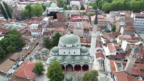 Aerial View of Sarajevo Mosque, Bosnia