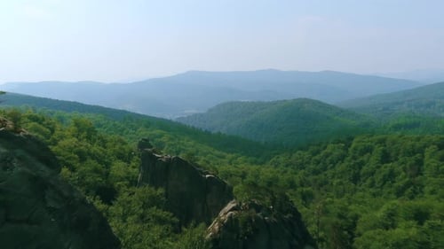 Aerial View of Green Mountain Range Forest