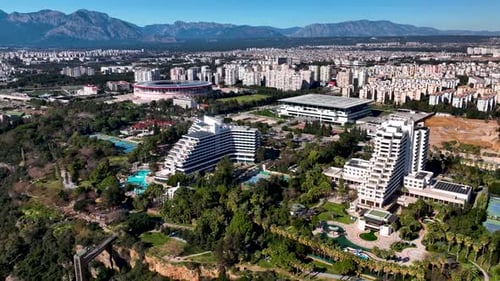 Hotel on the Beach Aerial View Turkey Antalya 4 K