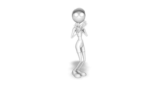 Cartoon 3D Man Dance Looped on White