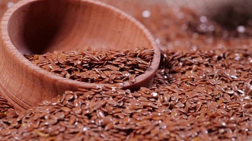 Flax Seeds Close Up Agriculture Whole Raw Dried Brown Flax Seeds Healthy Lifestyle