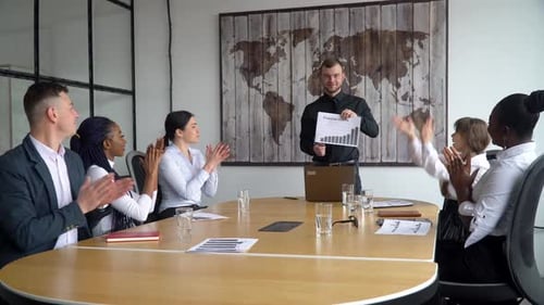 Motivated Funny Diverse Business Team People Celebrating Success