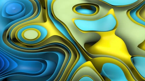 Abstract Fluid Waves Loop Background in Blue and Yellow