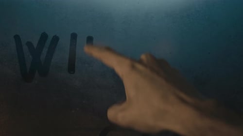 Painting Winter Text on Fogged Glass