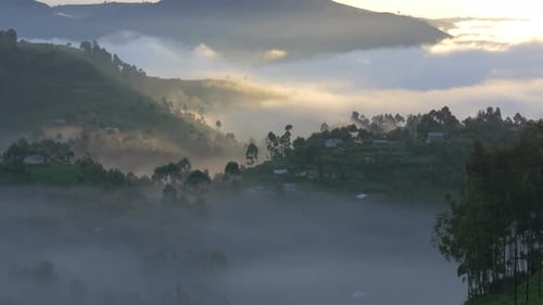 Hills covered with mist in Uganda