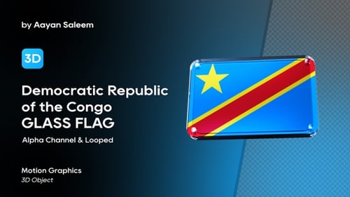 Democratic Republic of Congo Flag Rotating Glossy 3D Animation