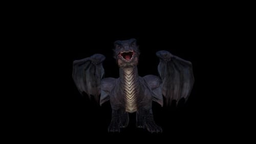 Majestic 3D Dragon Roaring and Spreading Wings Animation