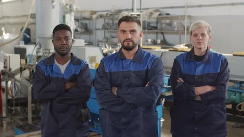 Plant Workers Posing for Camera
