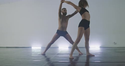 Graceful Duo Performing Contemporary Partner Dance