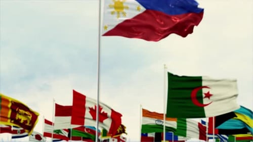 International National Flags Waving in Realistic Animation