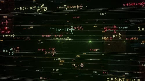 Futuristic Digital Stream of Scientific Formulas and Equations