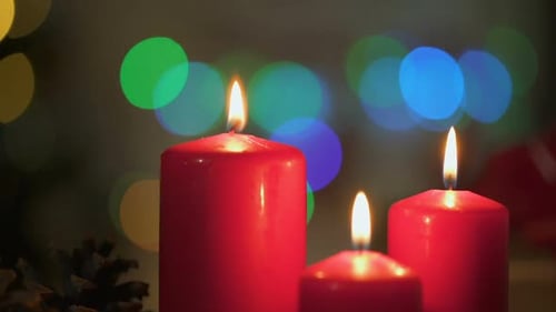 Festive Candles with Flickering Flames for Christmas