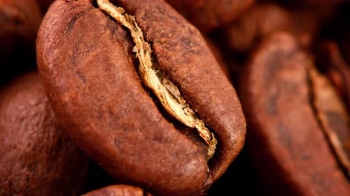 Detailed Close-up of Roasted Coffee Beans