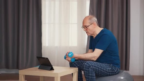 Elderly Aged Male Exercising