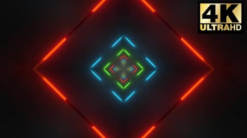 Seamless Neon Geometric Tunnel Loop Background