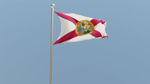 Florida State Flag Waving on a Pole Seamless Loop