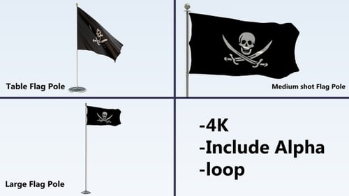Waving Pirate Flag with Alpha Channel Loop