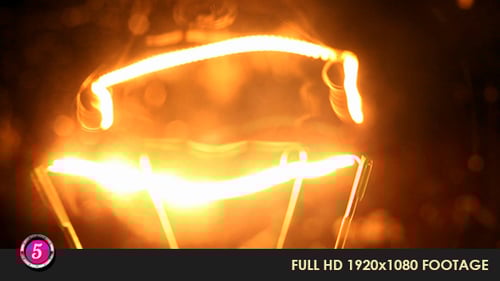 Glowing Lightbulb Filament Extreme Close Up Shot