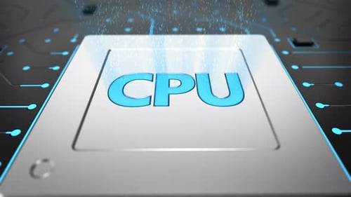 Chip de CPU de renderização 3D em placa de circuito preta